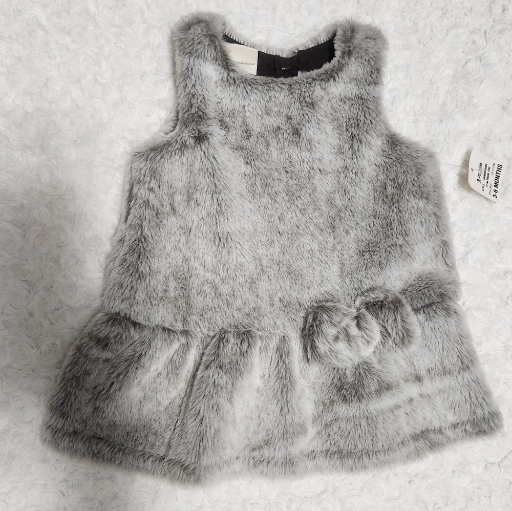 NWT Baby girl fur dress